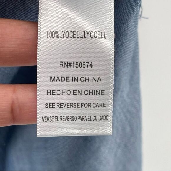 Billy T Blue Lyocell Chambray Hi-Low Button Front Boho Denim Dress Medium - Picture 13 of 15